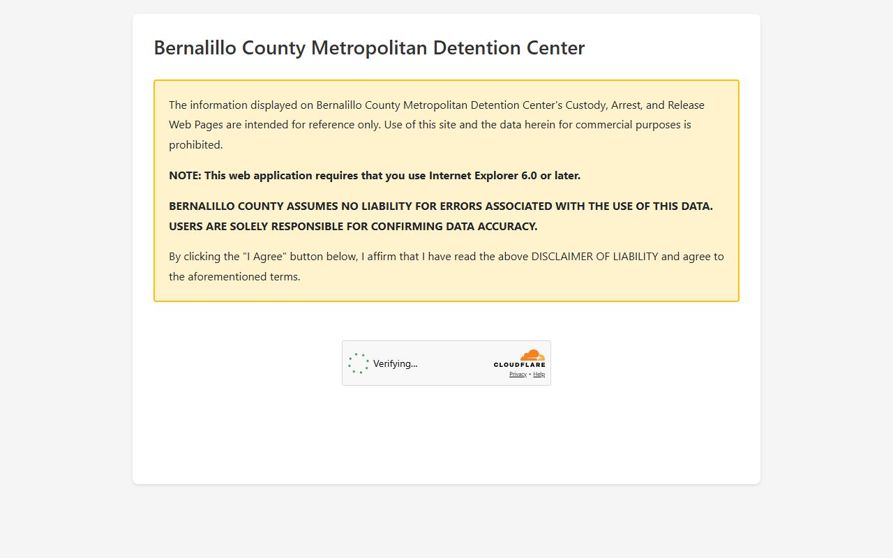 Bernalillo County inmate records MDC custody list terms gate
